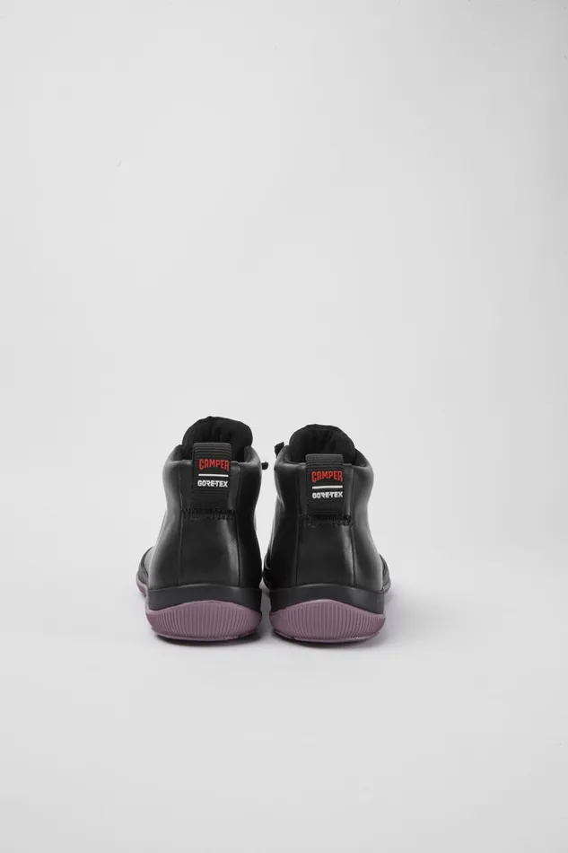 Women Peu Pista GORETEX Black Leather Shoes Camper Flat Shoes Women Peu Pista GORETEX Black Leather Shoes Camper Flat Shoes