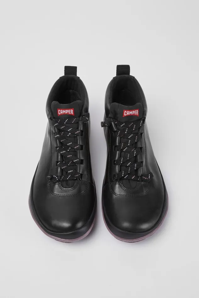 Women Peu Pista GORETEX Black Leather Shoes Camper Flat Shoes Women Peu Pista GORETEX Black Leather Shoes Camper Flat Shoes