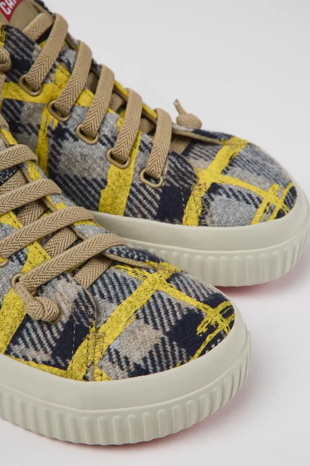 Women Peu Roda Yellow Multicolored Recycled Wool Sneakers Camper Ankle Boots