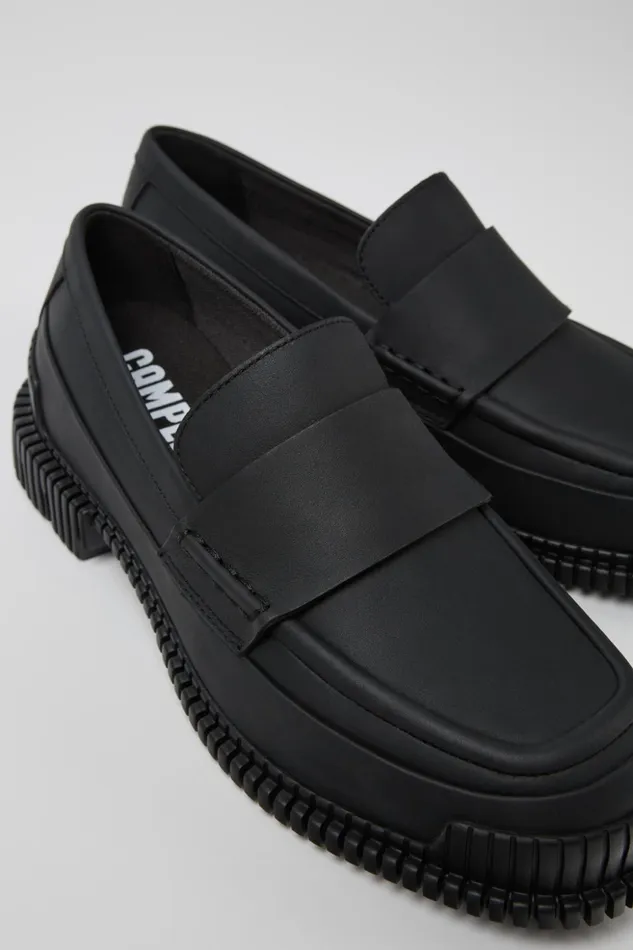 Women Pix Black Leather Moccasin Ballerina Camper Formal Shoes