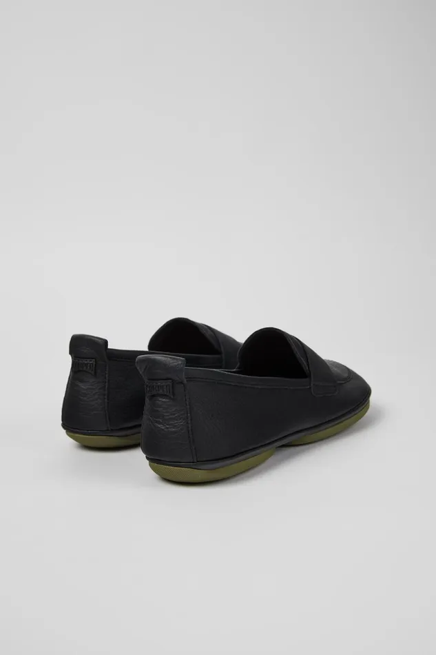 Women Right Black Leather Loafer Camper Ballerinas