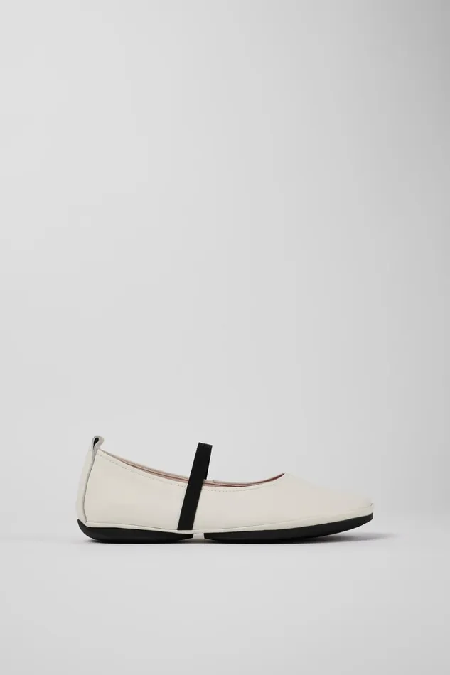 Women Right White Leather Mary Jane Camper Ballerinas Women Right White Leather Mary Jane Camper Ballerinas