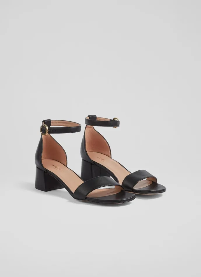 Women Sandals LKBennett Nanette Black Leather Sandals Black