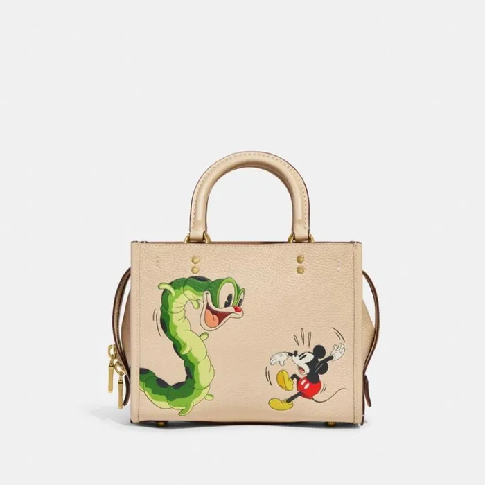 Women Satchels and Top Handles Coach Disney X Coach Rogue 25 In Regenerative Leather With Mickey Mouse And Caterpillar Brassivory
