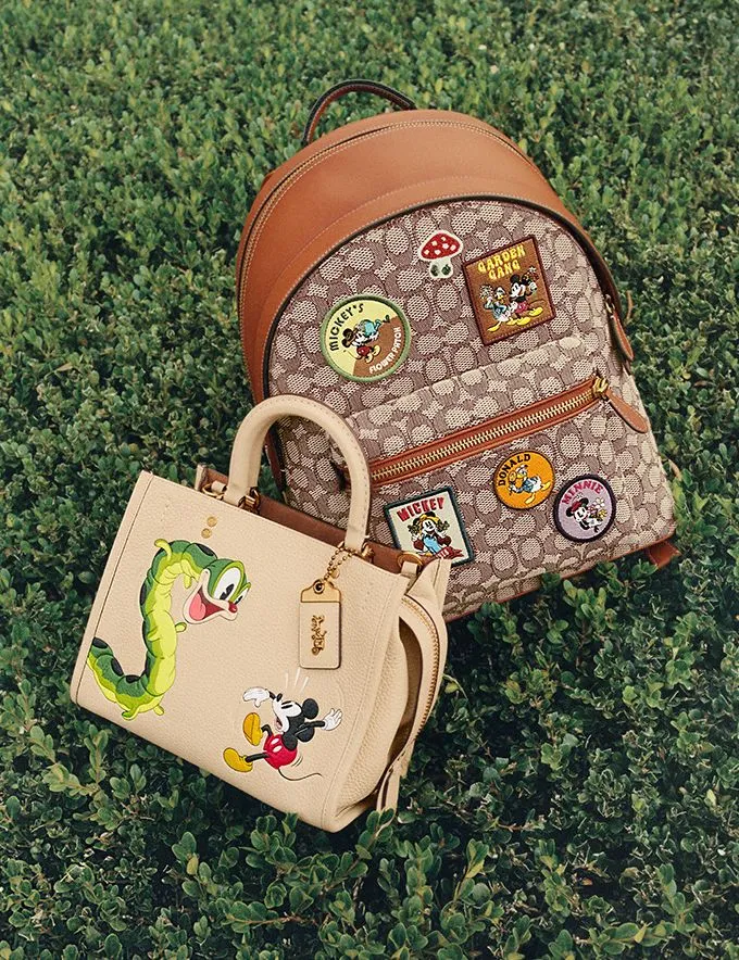 Women Satchels and Top Handles Coach Disney X Coach Rogue 25 In Regenerative Leather With Mickey Mouse And Caterpillar Brassivory