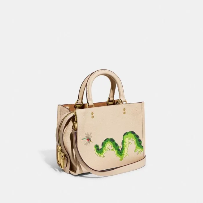 Women Satchels and Top Handles Coach Disney X Coach Rogue 25 In Regenerative Leather With Mickey Mouse And Caterpillar Brassivory