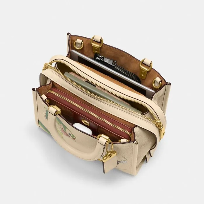 Women Satchels and Top Handles Coach Disney X Coach Rogue 25 In Regenerative Leather With Mickey Mouse And Caterpillar Brassivory