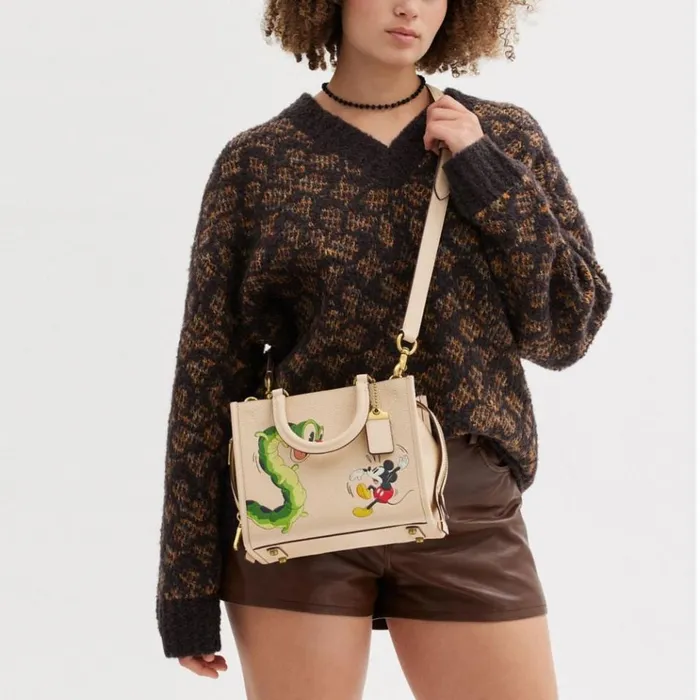 Women Satchels and Top Handles Coach Disney X Coach Rogue 25 In Regenerative Leather With Mickey Mouse And Caterpillar Brassivory