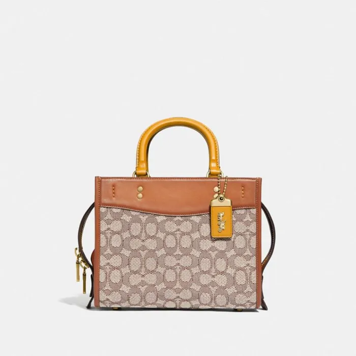 Women Satchels and Top Handles Coach Rogue 25 In Signature Textile Jacquard Brasscocoa Burnished Amb Women Satchels and Top Handles Coach Rogue 25 In Signature Textile Jacquard Brasscocoa Burnished Amb