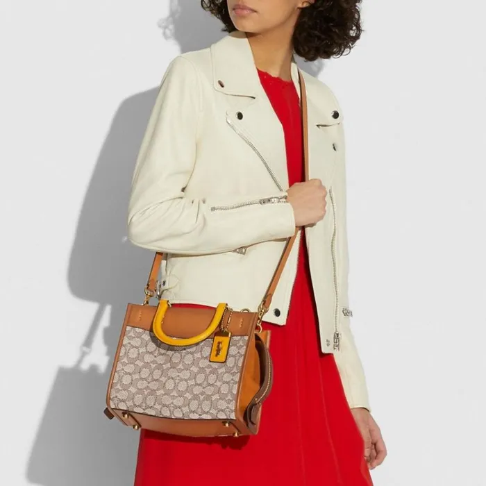 Women Satchels and Top Handles Coach Rogue 25 In Signature Textile Jacquard Brasscocoa Burnished Amb