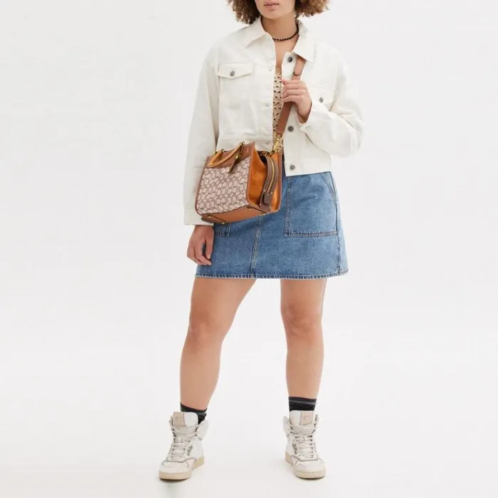 Women Satchels and Top Handles Coach Rogue 25 In Signature Textile Jacquard Brasscocoa Burnished Amb