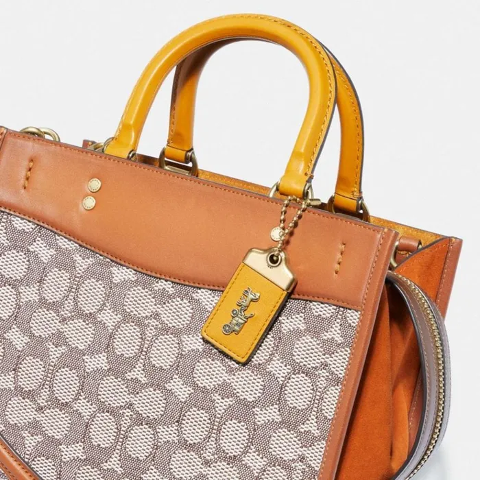 Women Satchels and Top Handles Coach Rogue 25 In Signature Textile Jacquard Brasscocoa Burnished Amb
