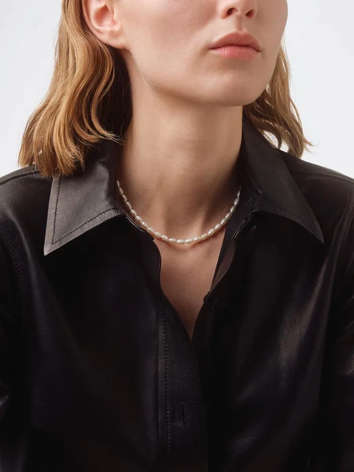 Women Saylor Pearl And PalladiumPlated Necklace Aeyde Necklaces