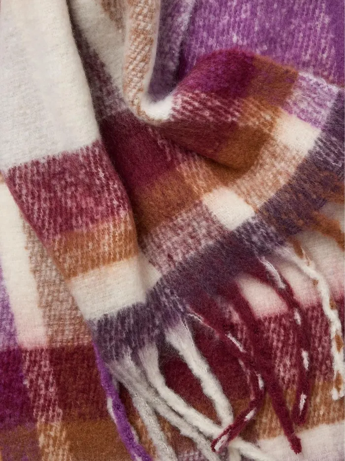 Women Scarves Fat Face Purple Eva Check Scarf Women Scarves Fat Face Purple Eva Check Scarf