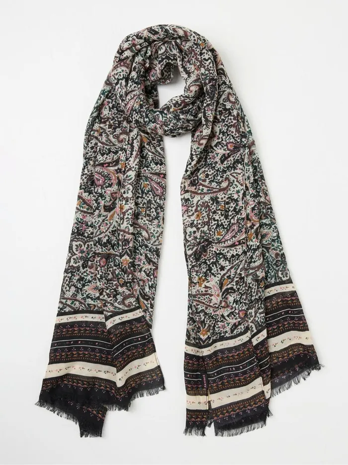 Women Scarves Fat Face Wild Black Ditsy Lightweight Printed Scarf