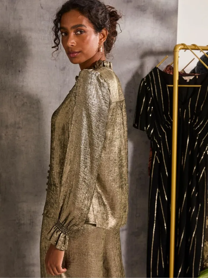 Women Shirts and Blouses Fat Face Bria Gold Bria Metallic Blouse