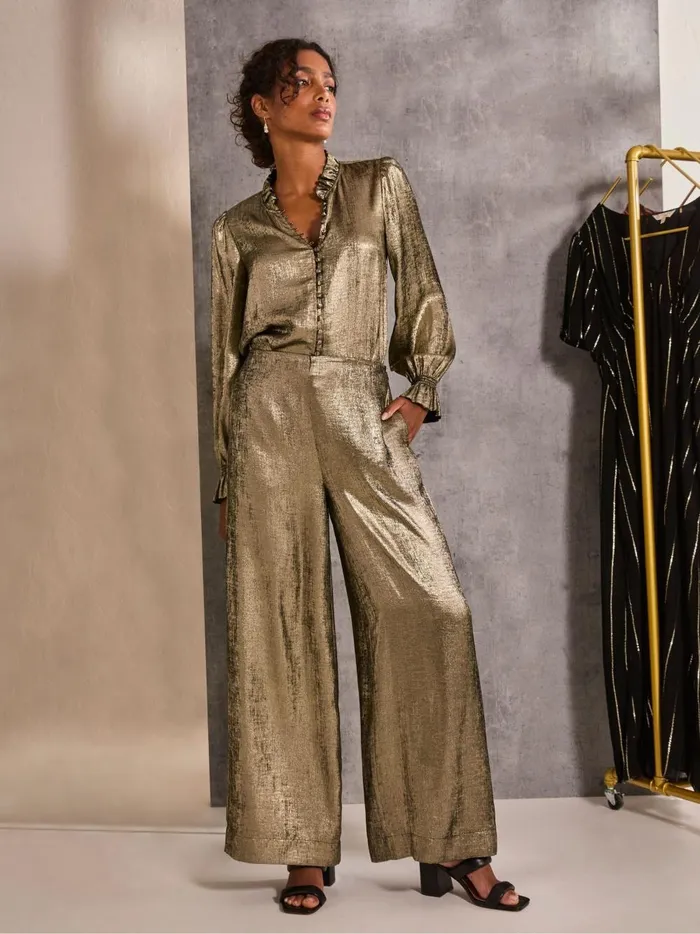Women Shirts and Blouses Fat Face Bria Gold Bria Metallic Blouse