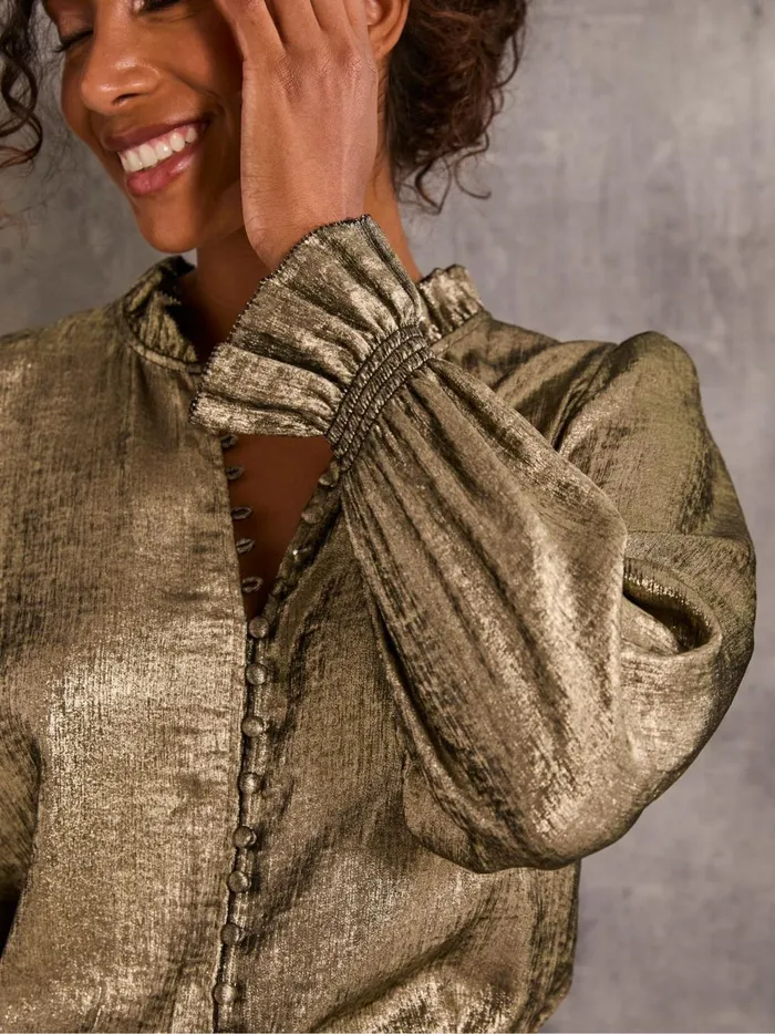 Women Shirts and Blouses Fat Face Bria Gold Bria Metallic Blouse