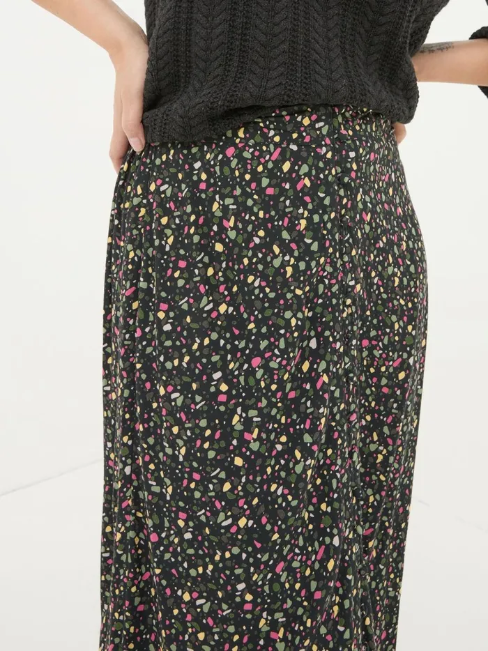 Women Skirts Fat Face Arabella Black Ditsy Midi Skirt