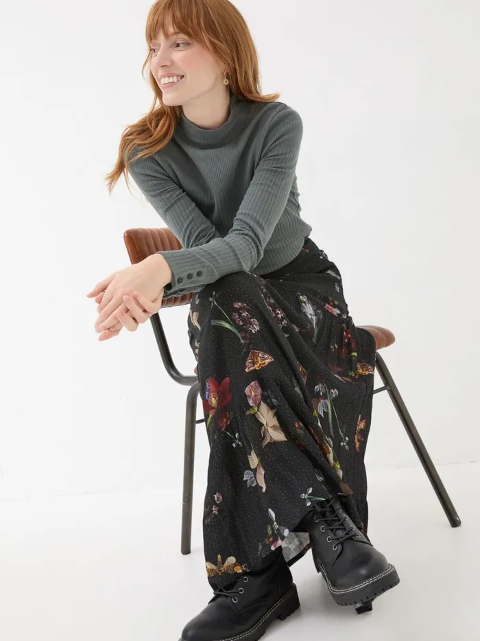 Women Skirts Fat Face Black Anika Moonlit Skirt Women Skirts Fat Face Black Anika Moonlit Skirt