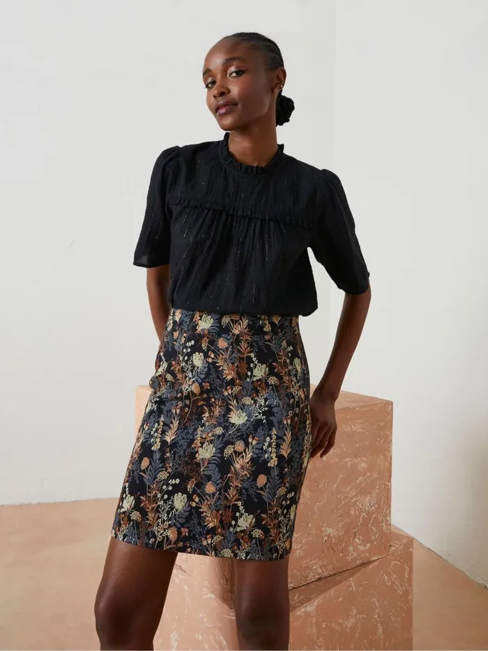 Women Skirts Fat Face Black Cally Jacquard Skirt