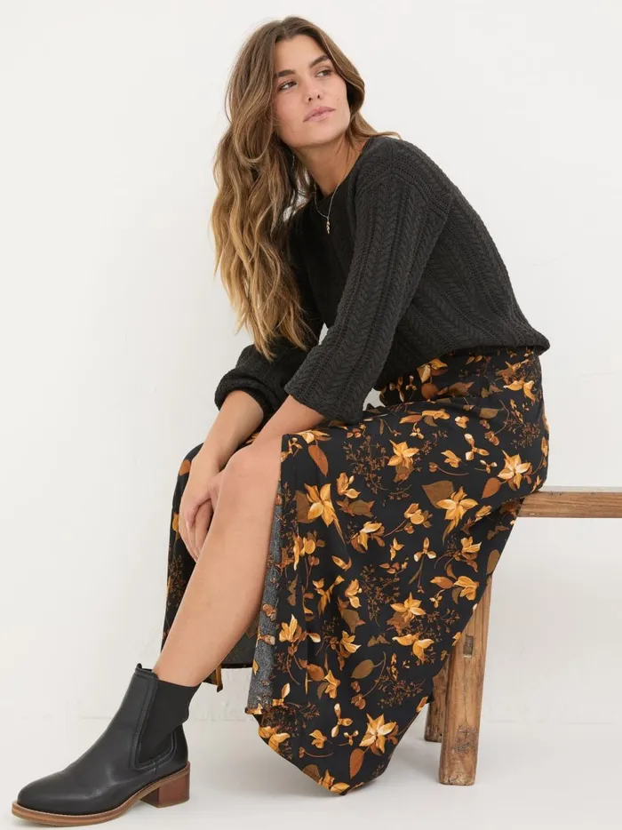 Women Skirts Fat Face Black Willa Floral Skirt Women Skirts Fat Face Black Willa Floral Skirt