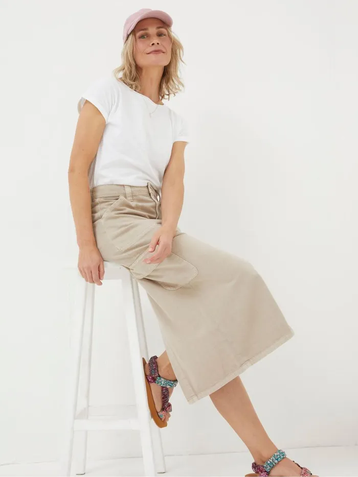 Women Skirts Fat Face Candace Natural Cargo Midi Skirt