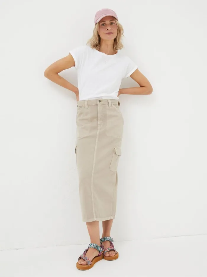 Women Skirts Fat Face Candace Natural Cargo Midi Skirt