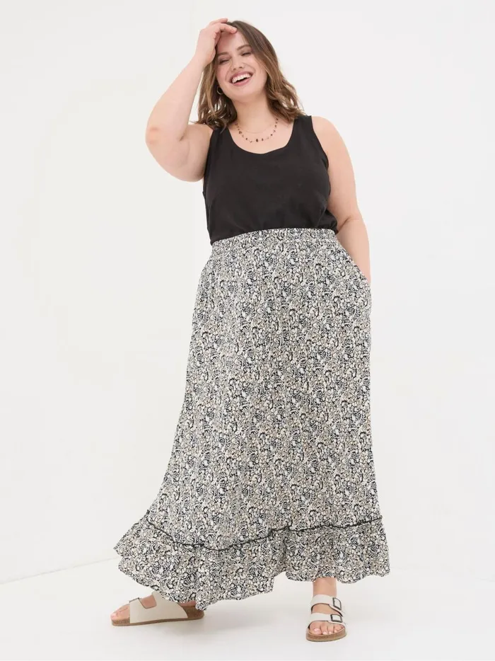 Women Skirts Fat Face Lissy Black Inlay Floral Maxi Skirt