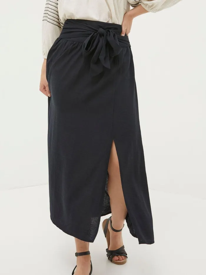 Women Skirts Fat Face Sascha Black Midi Skirt With Linen