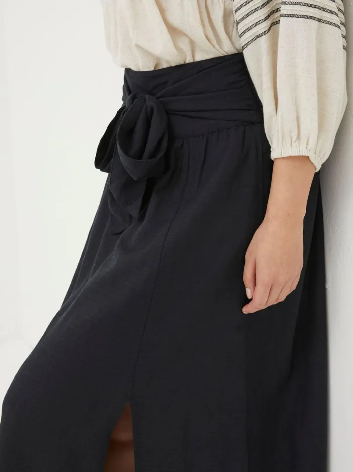 Women Skirts Fat Face Sascha Black Midi Skirt With Linen