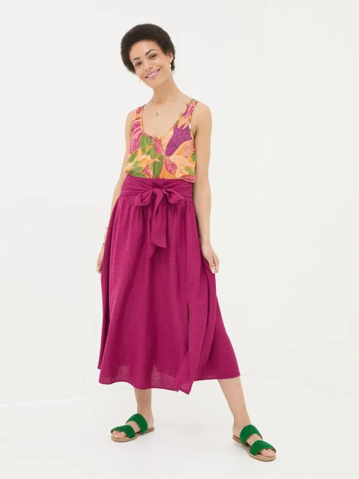 Women Skirts Fat Face Sascha Purple Midi Skirt With Linen