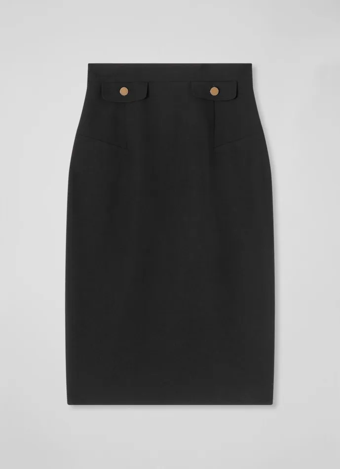 Women Skirts LKBennett Folly Black Crepe Pencil Skirt Black