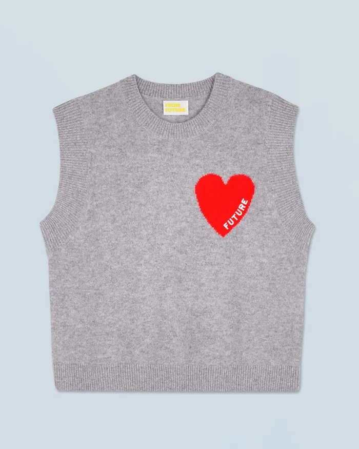 Women Sleeveless Sweaters From Future Light Heart Sleeveless Sweater Dark Heather Gray