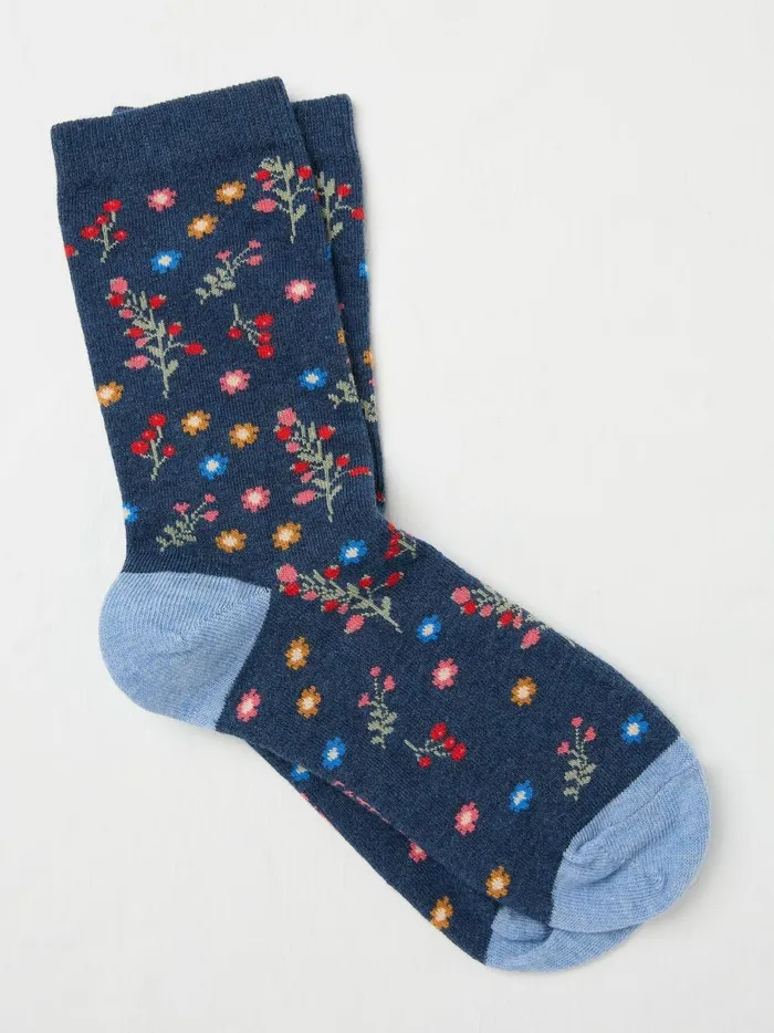 Women Socks and Tights Fat Face Blue Navy Pop Floral Socks 1 Pack