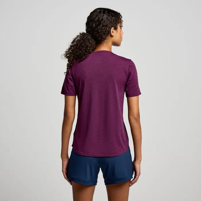 Women Stopwatch Short Sleeve Eggplant Heather Saucony Tops