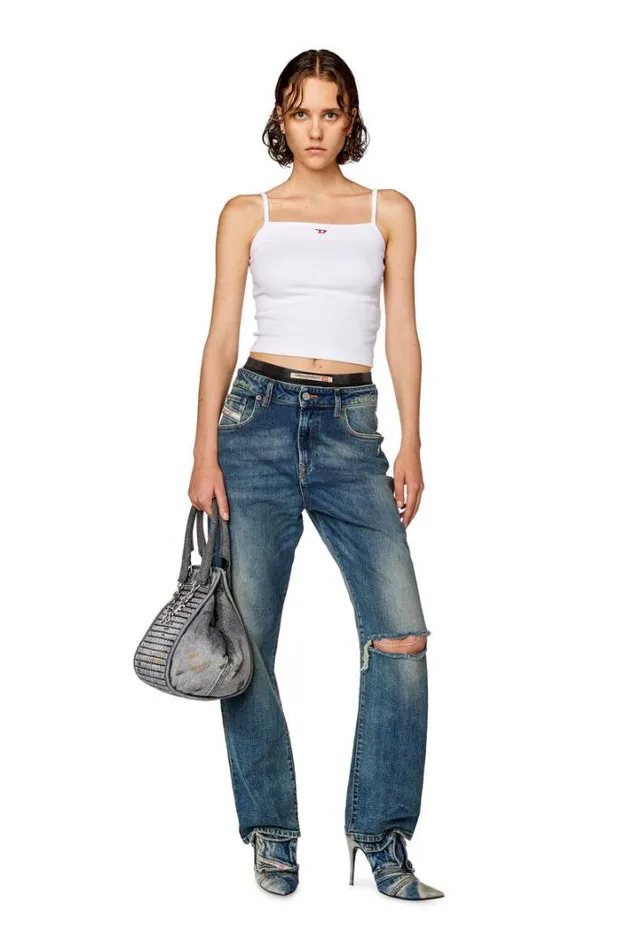 Women Straight Jeans 1999 DReggy 007m5 Medium Blue Diesel Straight