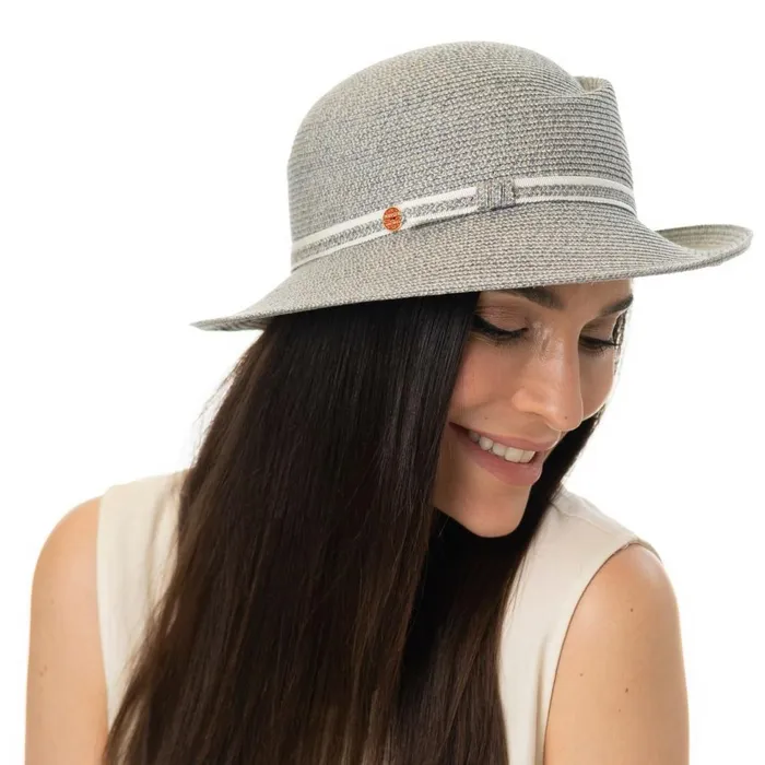Women Straw Hats Mayser Jana Linen Hat With Hemp Blue Women Straw Hats Mayser Jana Linen Hat With Hemp Blue