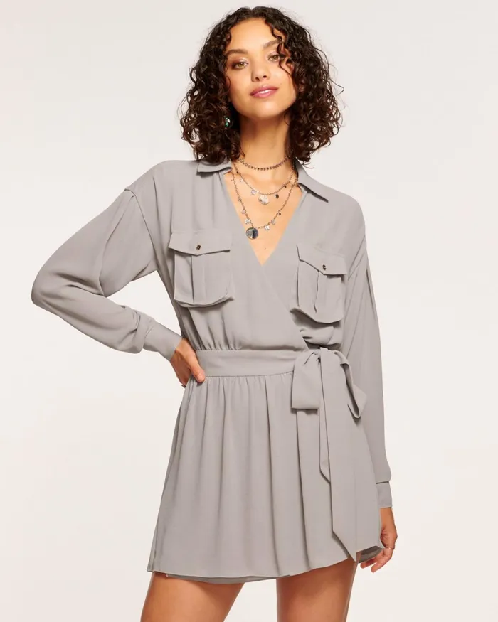 Women Summer Mini Wrap Dress Black Ramy Brook Dresses