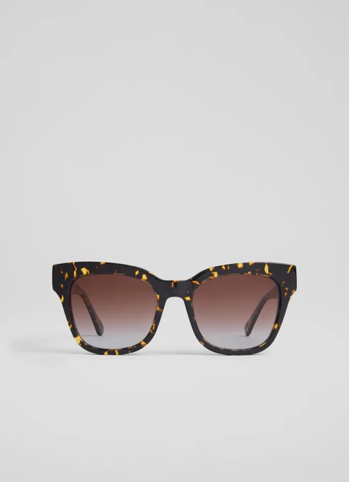 Women Sunglasses LKBennett Sabella Brown TortoiseEffect Acetate Sunglasses