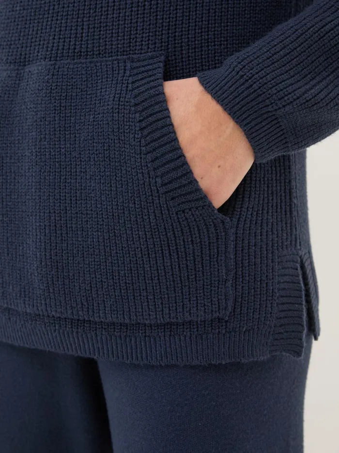 Women Sweatshirts and Hoodies Fat Face Blue Navy Knitted Hoodie