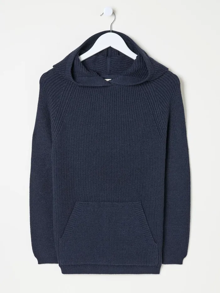 Women Sweatshirts and Hoodies Fat Face Blue Navy Knitted Hoodie