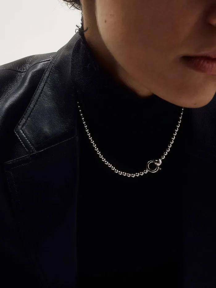 Women Syd Ball Chain PalladiumPlated Necklace Aeyde Necklaces