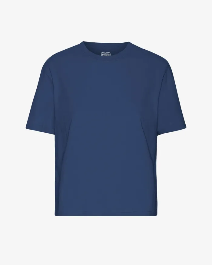 Women TShirts Colorful Standard Organic Boxy Crop Tee Marine Blue