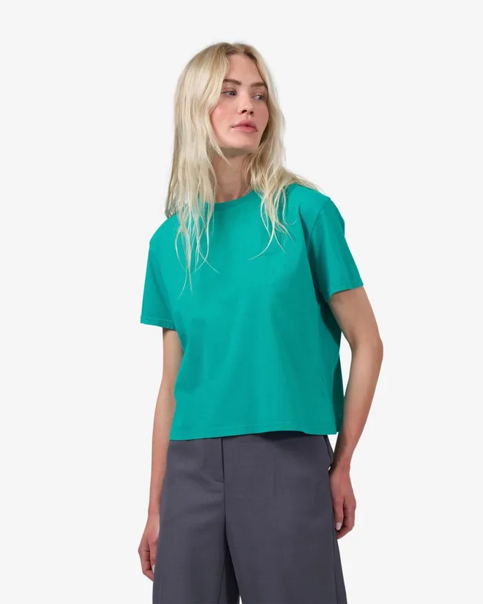 Women TShirts Colorful Standard Organic Boxy Crop Tee Marine Blue