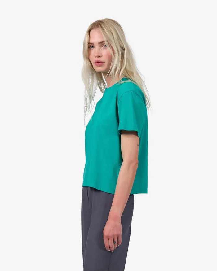 Women TShirts Colorful Standard Organic Boxy Crop Tee Marine Blue
