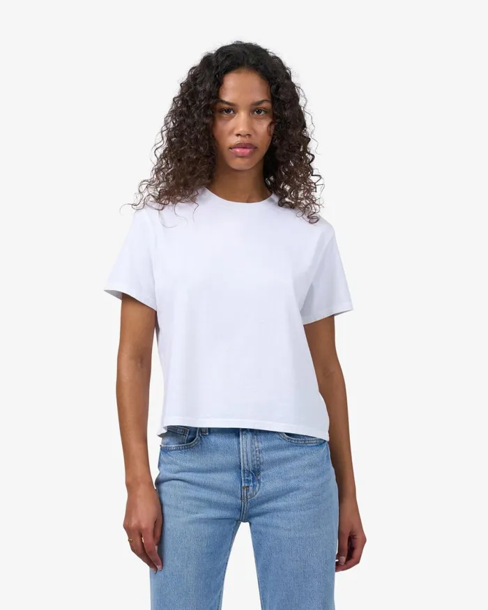 Women TShirts Colorful Standard Organic Boxy Crop Tee Polar Blue