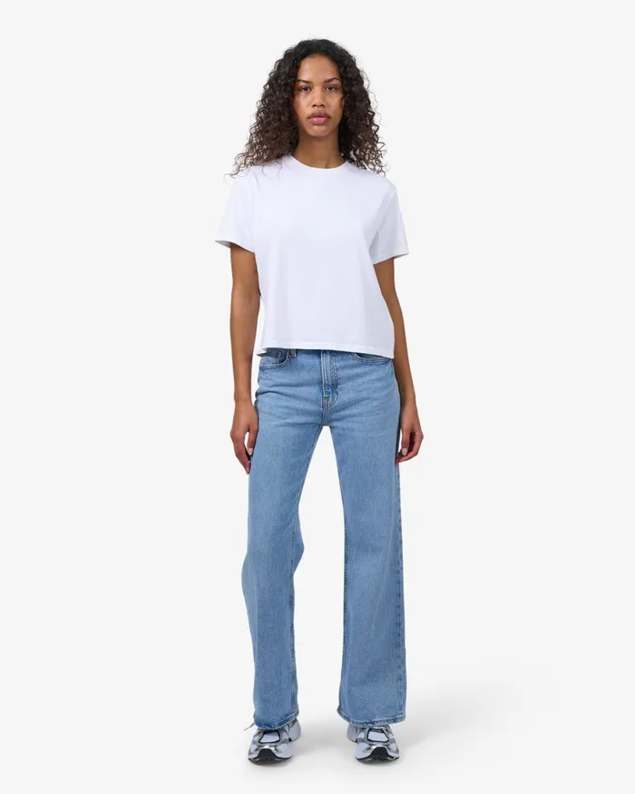 Women TShirts Colorful Standard Organic Boxy Crop Tee Polar Blue