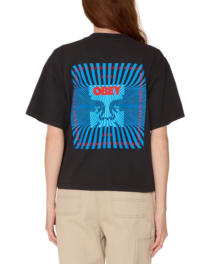 Women TSHIRTS OBEY Clothing DISIFORMATION RESISTANCE RAEGAN TSHIRT Black