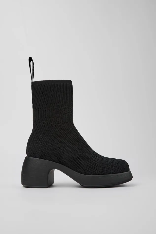 Women Thelma Black Textile Bootie Camper Ankle Boots Women Thelma Black Textile Bootie Camper Ankle Boots
